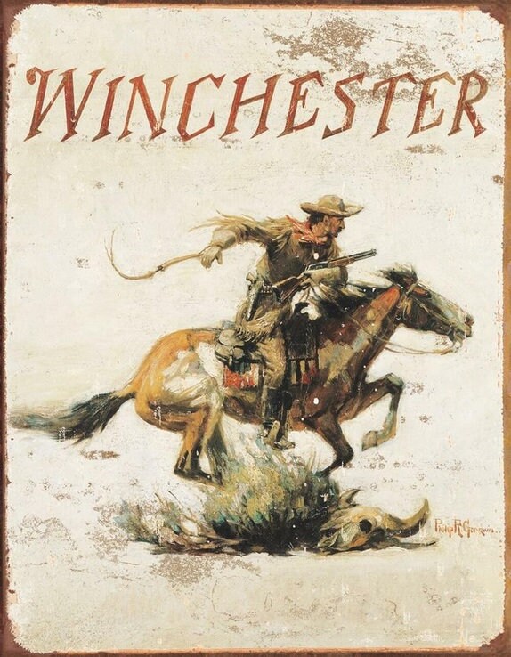 Vintage Metal Hunting Sign Classic Winchester Horse Etsy