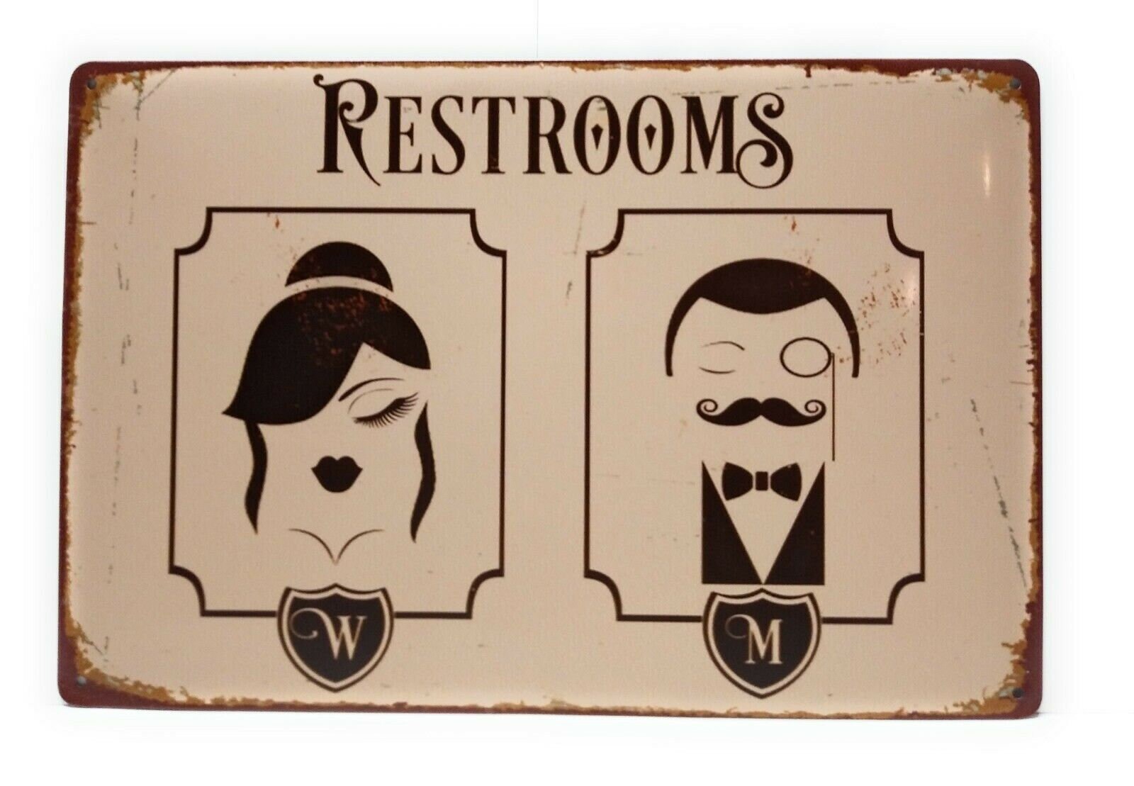 Restrooms Tin Sign Decorative Sign Business Sign Bathroom Etsy