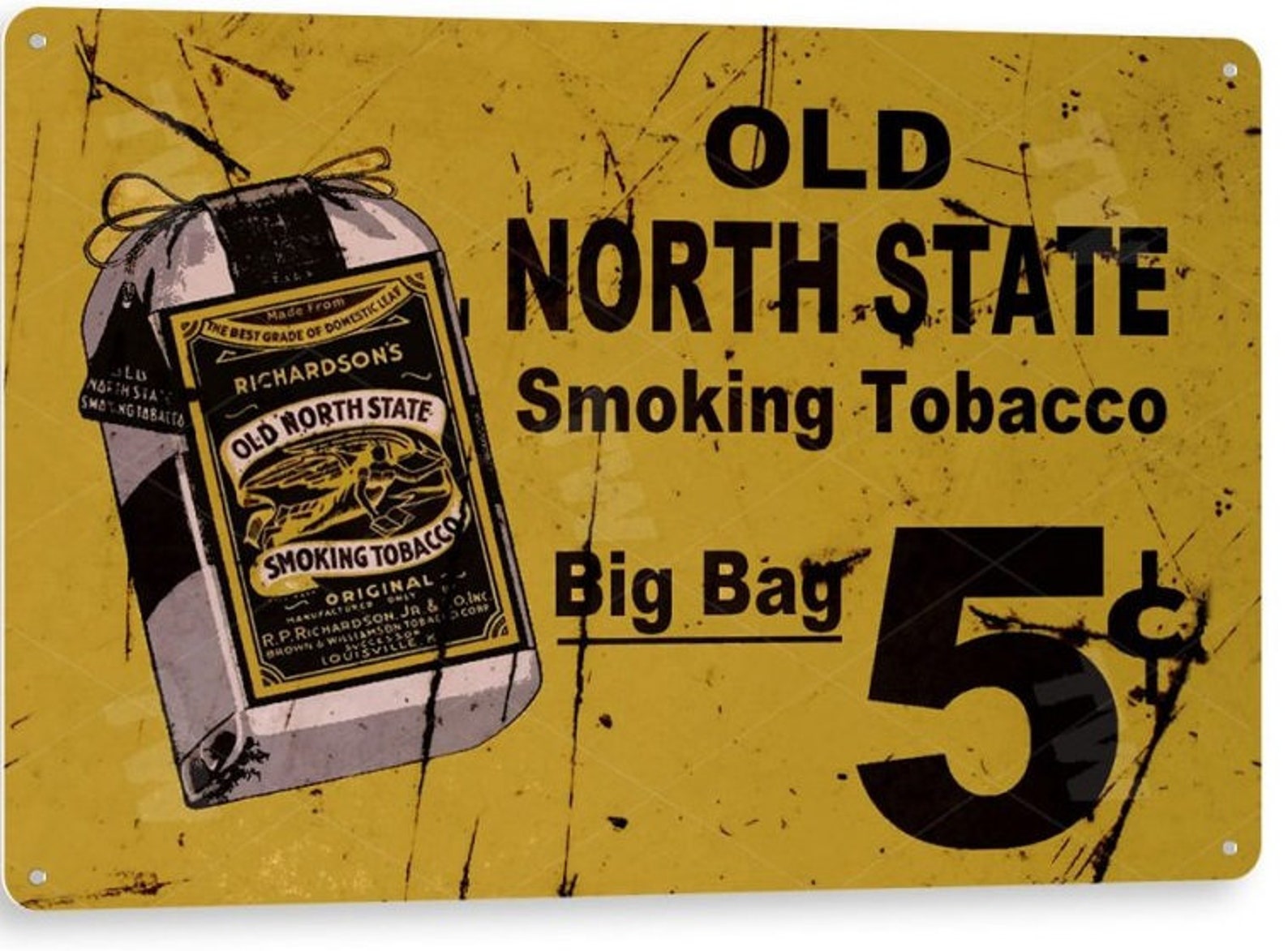 Retro Old North State Tobacco Sign Vintage Style Metal Tin Etsy