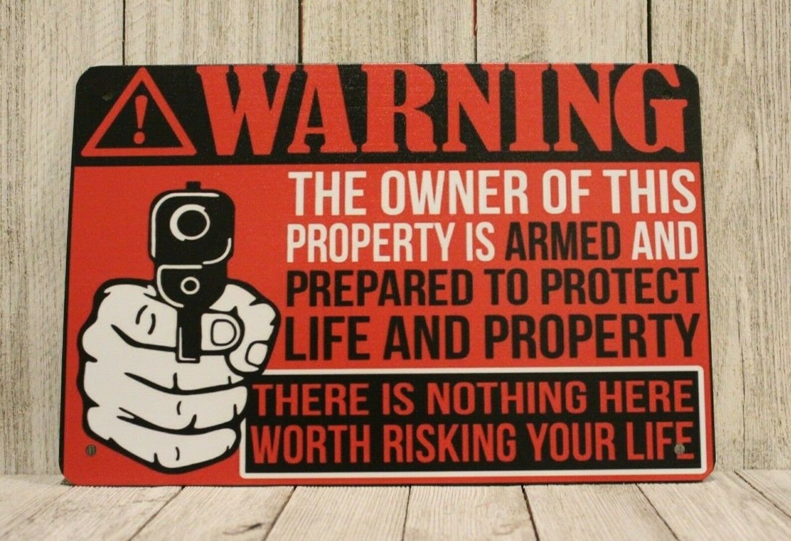 Warning Gun Owner No Trespassing Tin Poster Sign Nothing Worth Etsy