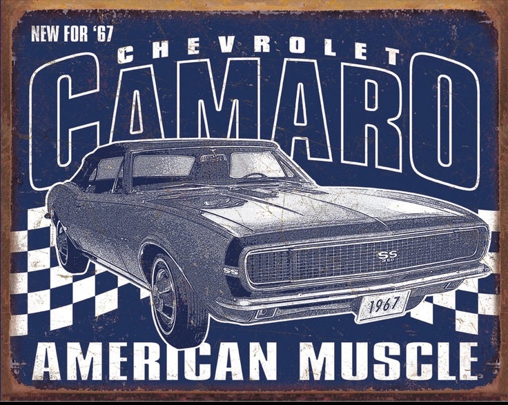 Vintage Metal Garage Sign Classic Chevrolet Camaro Vintage Etsy