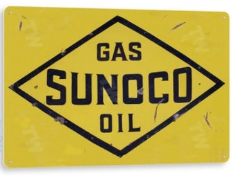 Sunoco metal sign new vintage style look embossed garage sign decor NEW Sunoco metal sign new vintage style look embossed garage sign decor NEW