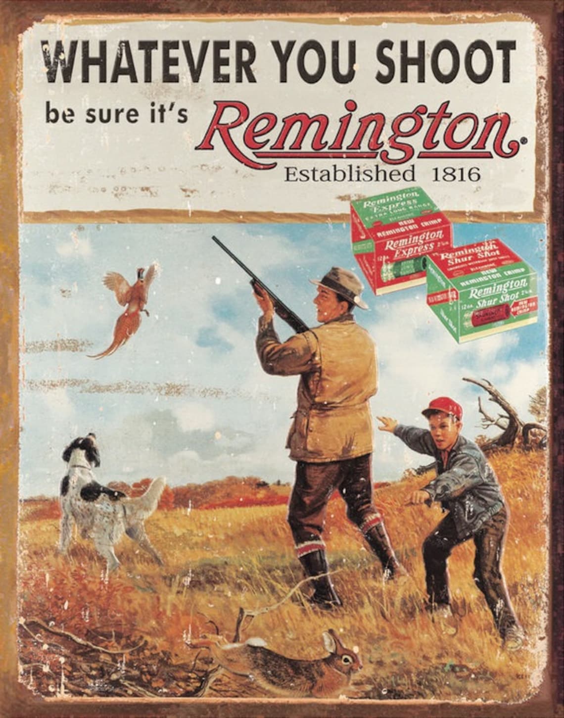 Vintage Metal Hunting Sign Classic Remington Design Etsy