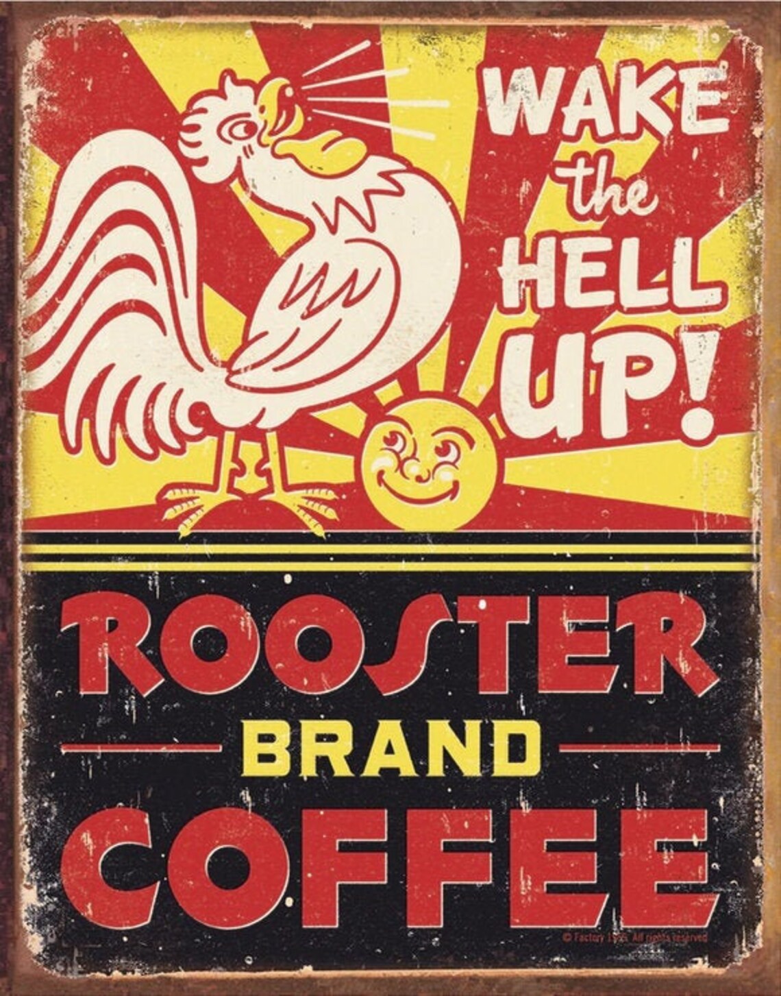 Funny Vintage Metal Coffee Sign Rooster Brand Coffee Etsy
