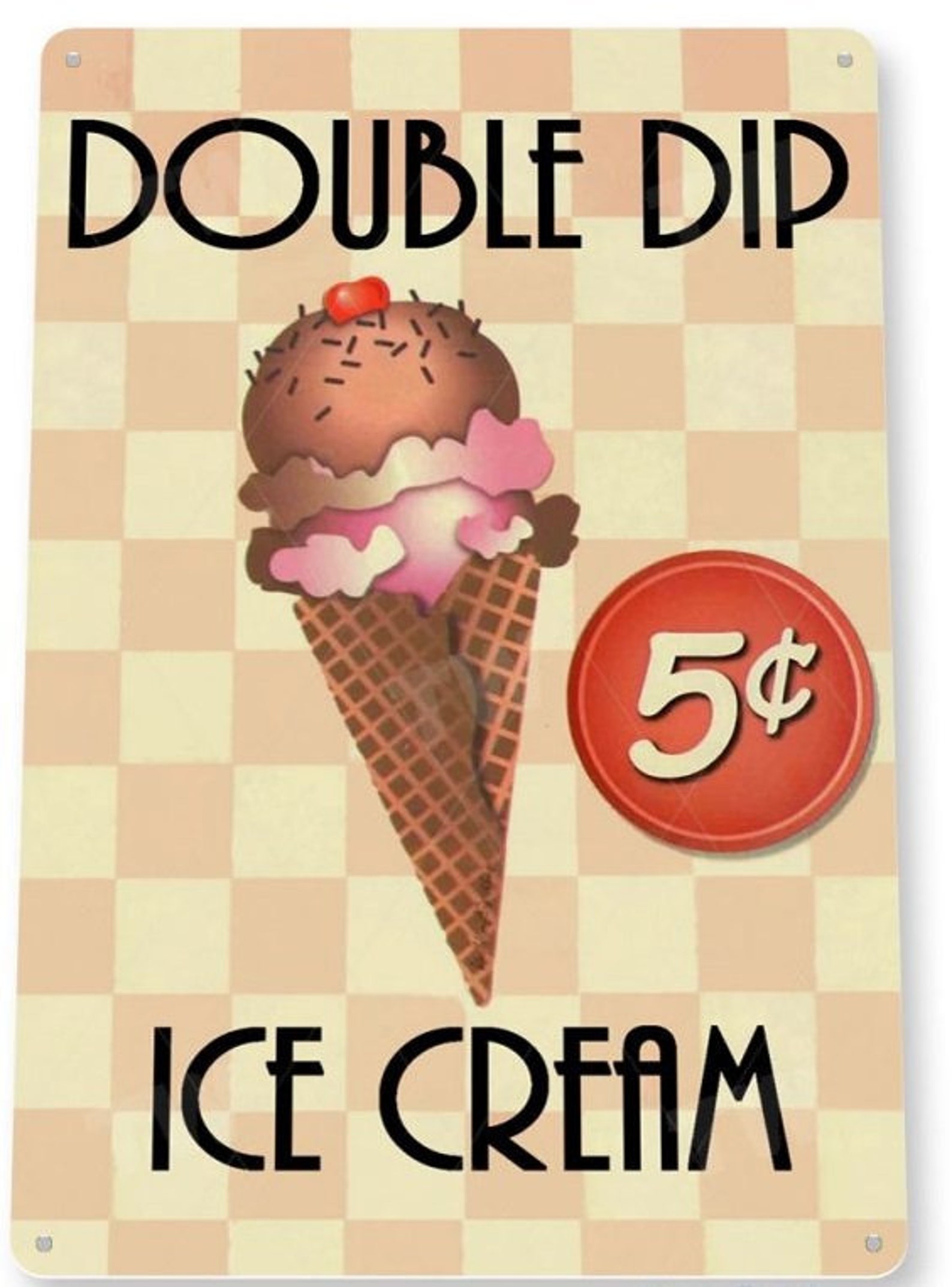 Double Dip IceCream Sign Tin Metal Poster Sign Bar Man Cave Etsy