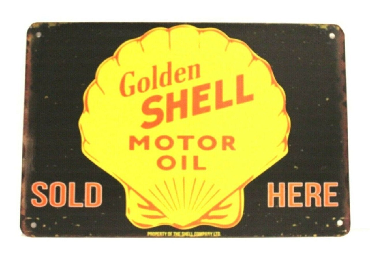 Shell Motor Oil Gas Station Tin Sign Vintage Style Ad Man Cave | Etsy