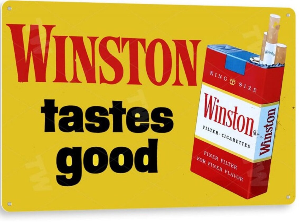 Vintage Winston Cigarettes Tobacco Sign Vintage Style Metal Etsy