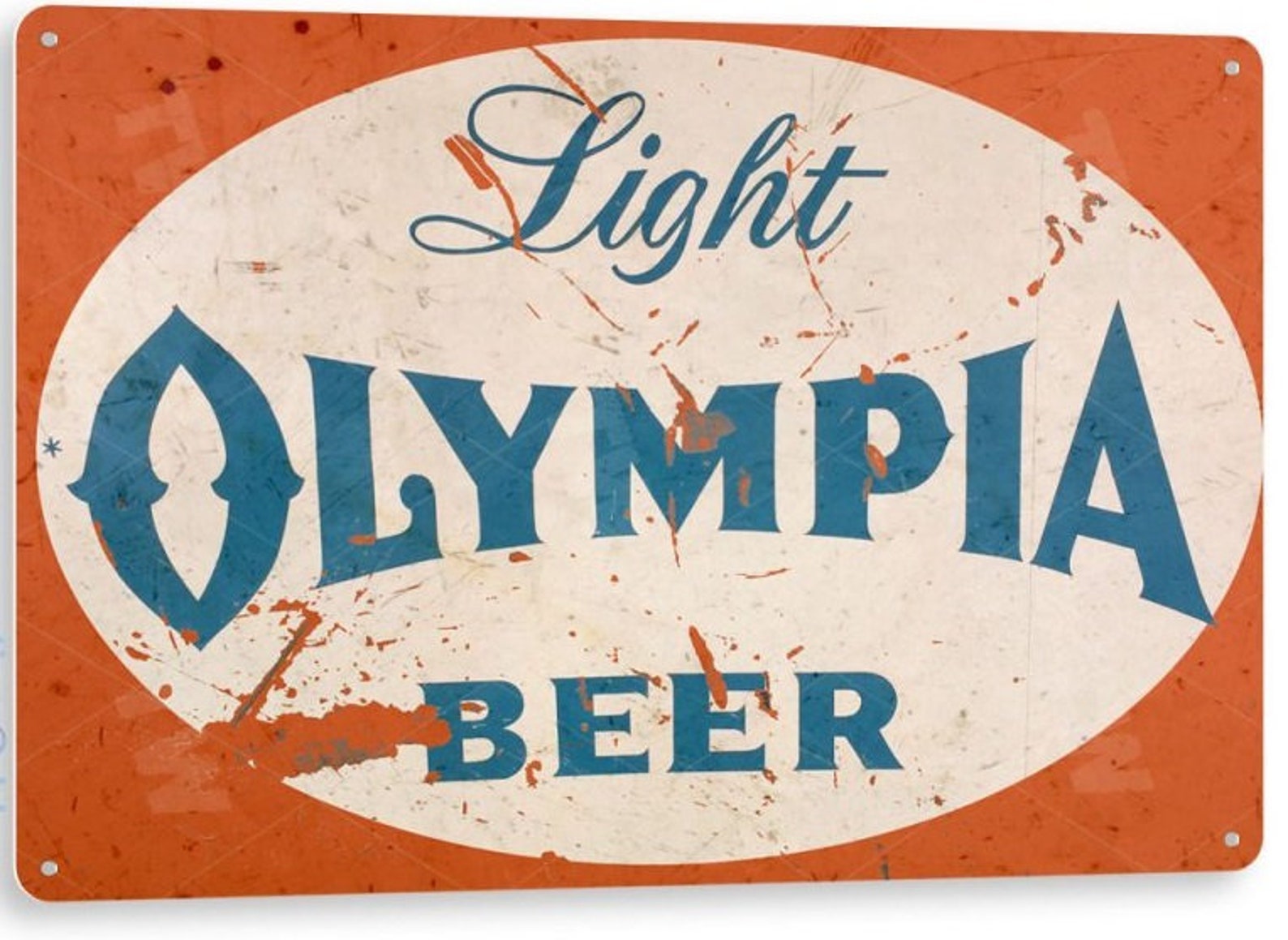 Classic Light Olympia Beer Sign Tin Metal Poster Sign Bar Man Etsy
