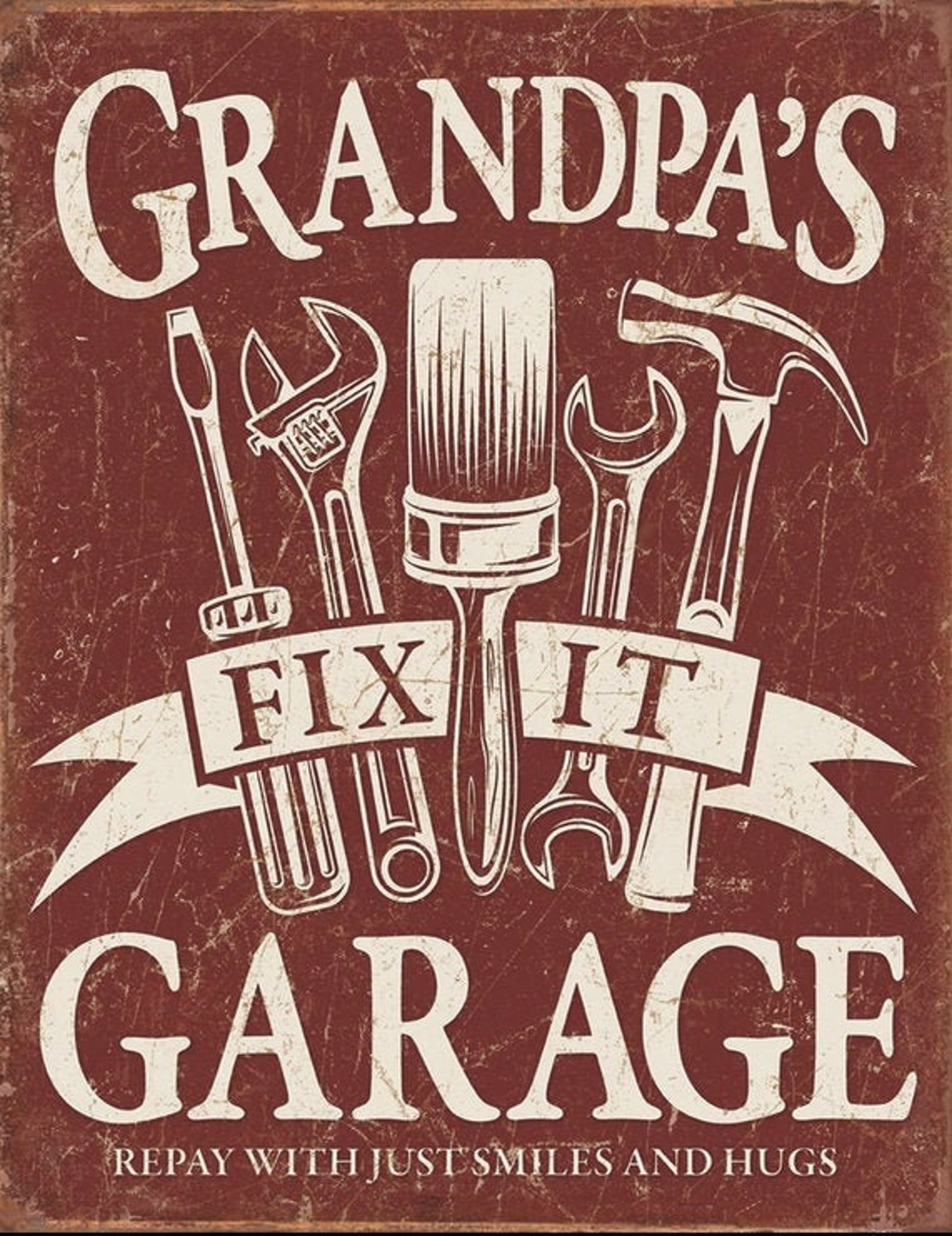 Vintage Metal Garage Sign Grandpa's Garage Vintage Car Etsy