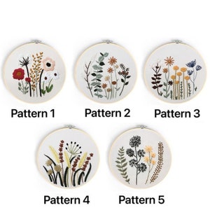 Embroidery Kit For Beginner DIY Craft Pattern Flowers Full Kit w/ Needle Hoop image 3