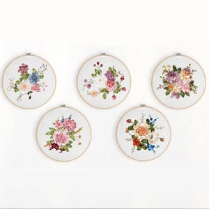 Silk Ribbon Embroidery Kit Starter w/ Floral Pattern Instructions Beginner Modern DIY Craft