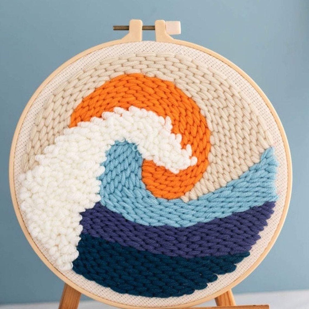 Waves Beginner Punch Needle Kit Starter Embroidery Pack Crafters Gift W ...