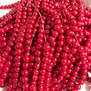 Red Glass Pearl for Jewellery Making and Crafts - Necklace, Bracelet or Earring Making or Christmas Decorations