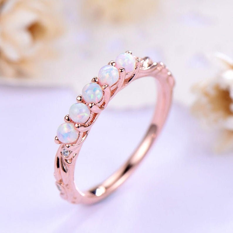Opal Ring,Engagement Ring,Opal Wedding Band,Opal Eternity Ring,Promise Ring,Eternity Ring,Engagement Ring,Birthstone Ring,Mothers Day Gift.