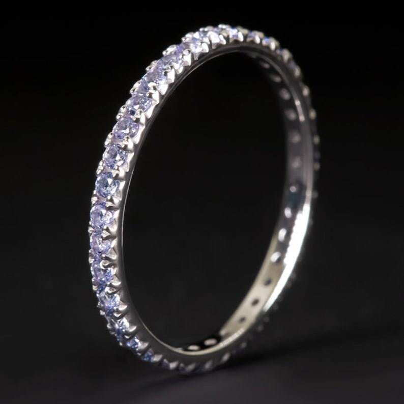 Engagement Ring Handmade jewelry Tanzanite Gemstone 925 Silver Sterling Ring Full Eternity Band December Birthstone Ring Propose ring