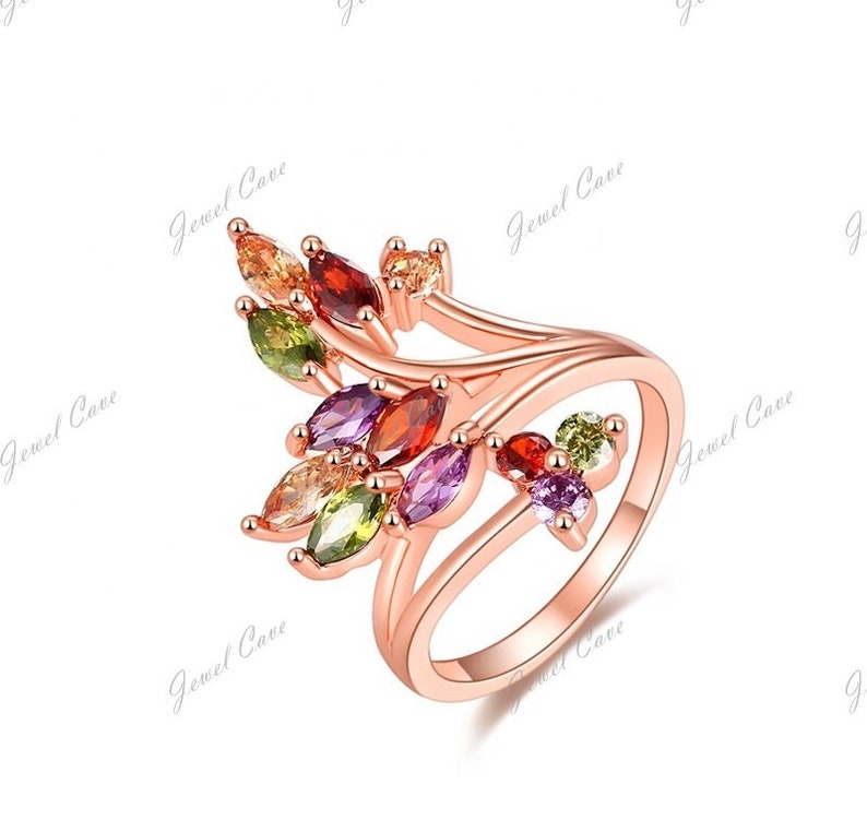 Amethyst Gemstone 925 Sterling Silver Ring Silver Jewelry Garnet Unique Ring Natural Peridot Citrine Flower Design Ring