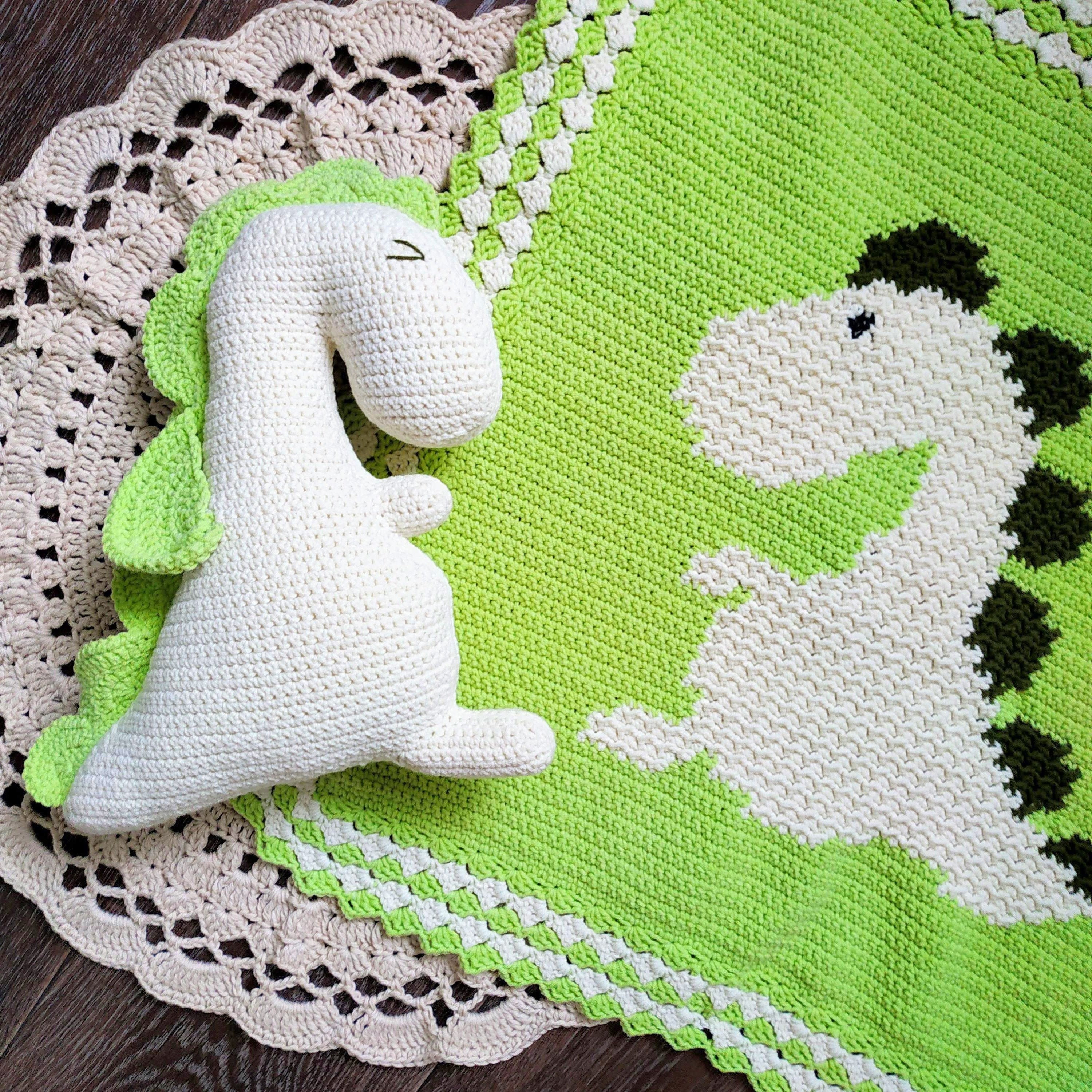 Crochet Baby Blanket Pattern Dinosaur Blanket Pattern Beginner Etsy