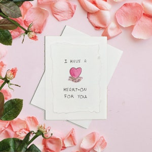 I Have A Heart On For You ı Carte Amour Drole ı Carte Saint-Valentin Cochon ı Carte Aquarelle Peinte Individuellement