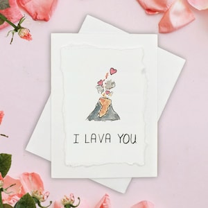 I LAVA YOU ı Carte Saint Valentin de L'Amour Pour Femme - Mari - Homme ı Peinte Individuellement À La Main en Aquarelle