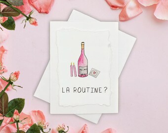 La Routine ? ı Carte Saint Valentin Quebec Francais ı Peinte à la Main Individuellement ı Carte Humoristique Pour Couple Homme ı Femme