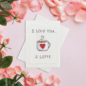 I Love You A Latte ı Carte Amour ı Carte Saint-Valentin ı Carte Aquarelle Peinte Individuellement