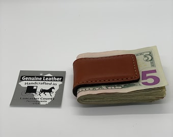 Magnetic Money Clip w/ Super Strong Magnet, Handcrafted with Quality Leather