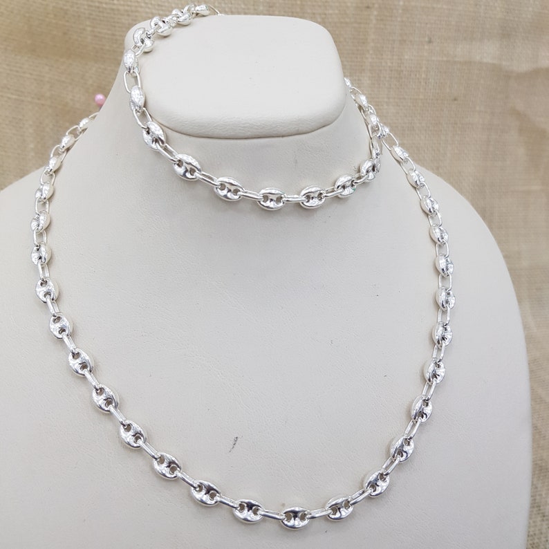 Men's Puffed Anchor Mariner Chain Necklace Genuine Etsy