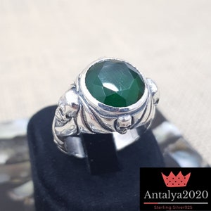 Johnny's Captain Jack Sparrow, Emerald skull Ring Sterling Silver .925 Pirates of the caribbean Johny depp,Pirate Skull 3D Ring,Men's Women image 8