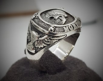 Memento Mori Mori Ring Memento Mori ,,Memento Mori Sterling Silver Stoiscm Ring 925 Sterling Silver Men's Pinky Ring