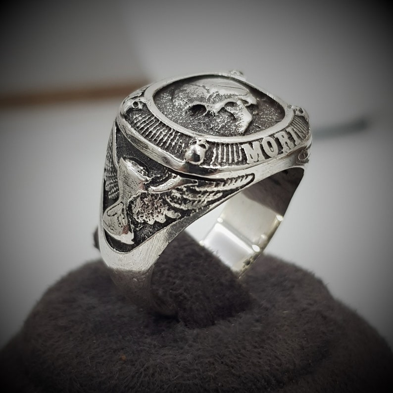 Memento Mori Mori Ring Memento Mori ,,Memento Mori Sterling Silver Stoiscm Ring 925 Sterling Silver Men's Pinky Ring image 1