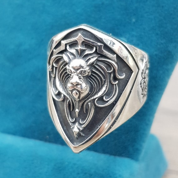Lion Ring Men Silver Lion Ring Oxidized Lion Ring Etsy