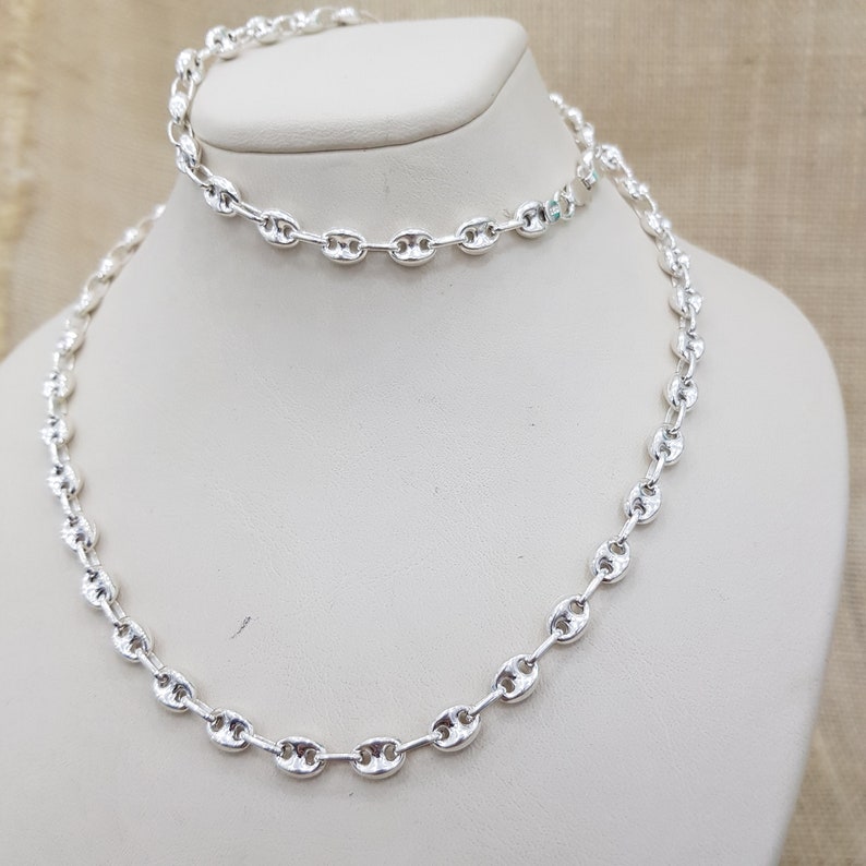 Men's Puffed Anchor Mariner Chain Necklace Genuine Etsy