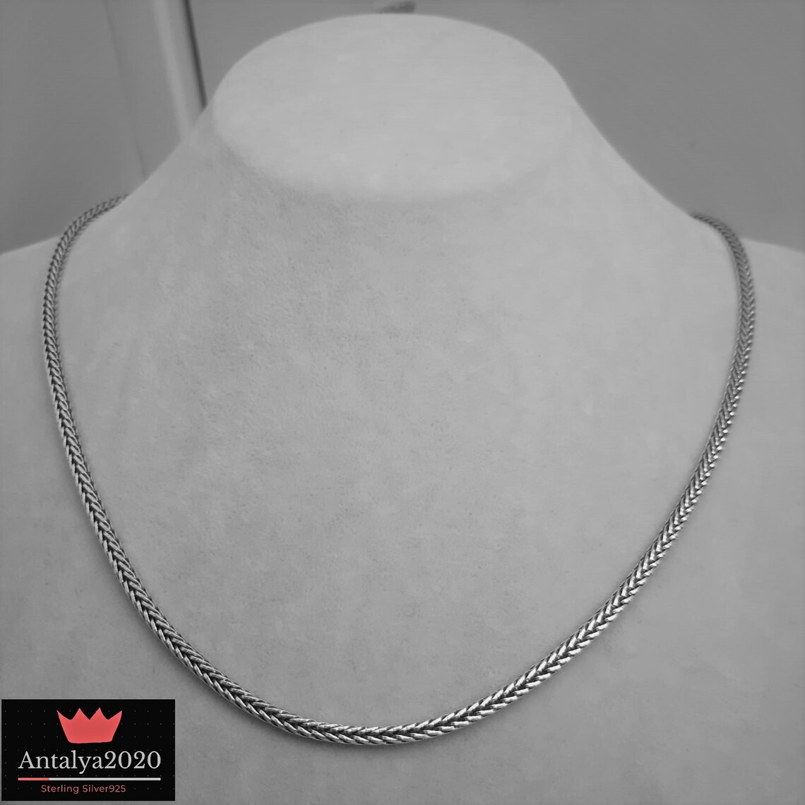 Foxtail Chain Necklace 925 Sterling Silver Thick 2.5mm Etsy