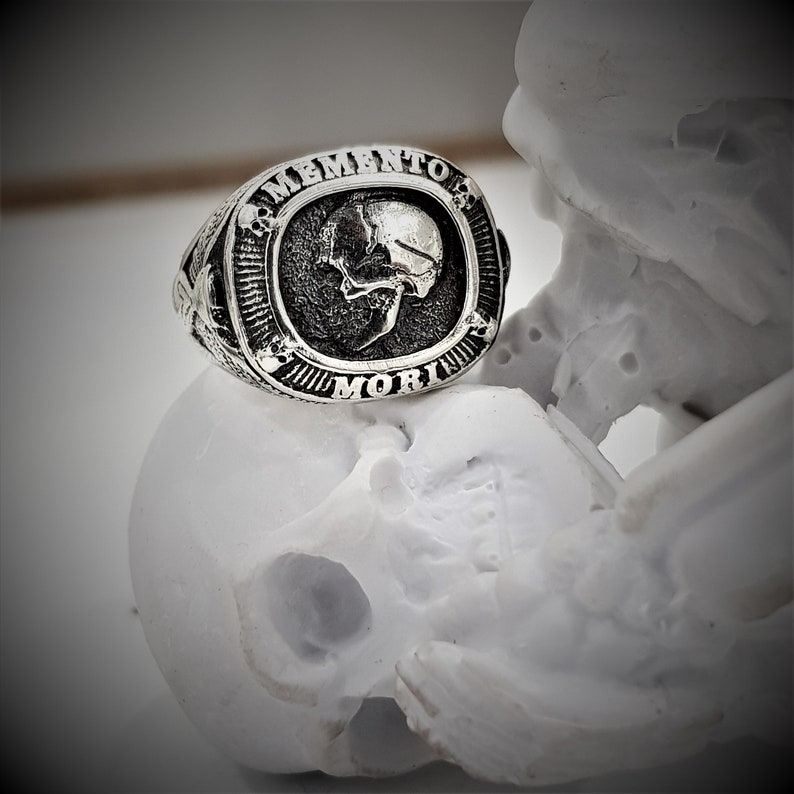 Memento Mori Mori Ring Memento Mori ,,Memento Mori Sterling Silver Stoiscm Ring 925 Sterling Silver Men's Pinky Ring image 8