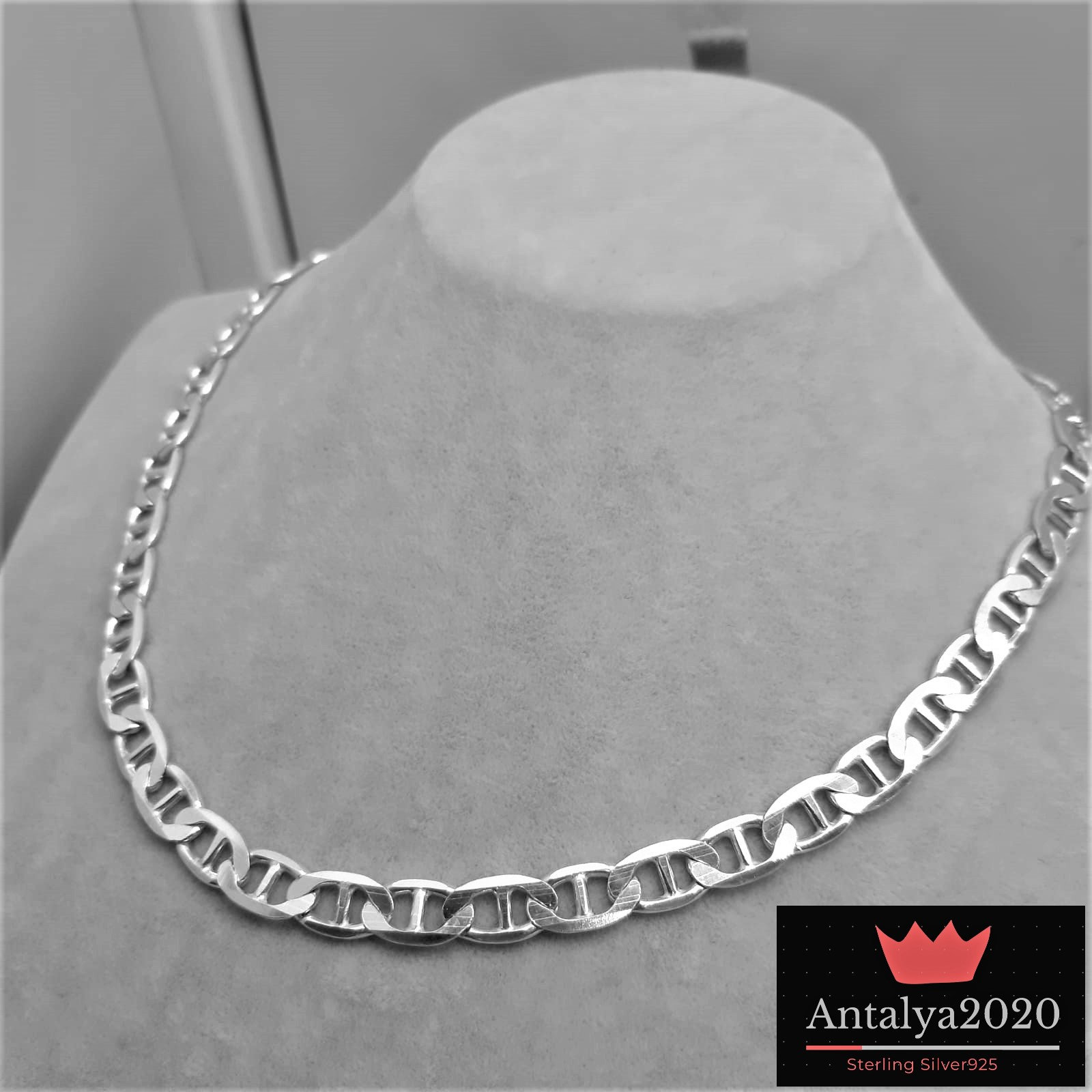 Men's Marine Chain Necklace Thick 7 MM 925 Sterling Silver Etsy