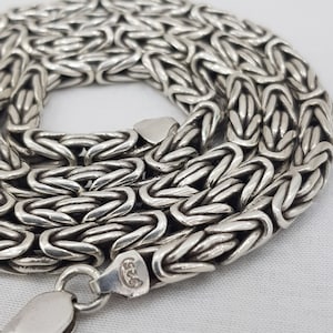 925 Sterling Silver Bali Byzantine Chain Necklace Silver Chain,5.2 MM Lenght .16'' To 26''inches,Handmade Bali Byzantine Chain Chain