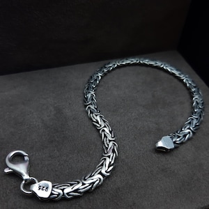 Byzantine Chain Bracelet Thickness 6 mm Flat Herringbone Model Women Men Unisex Filled Silver 925 Sterling