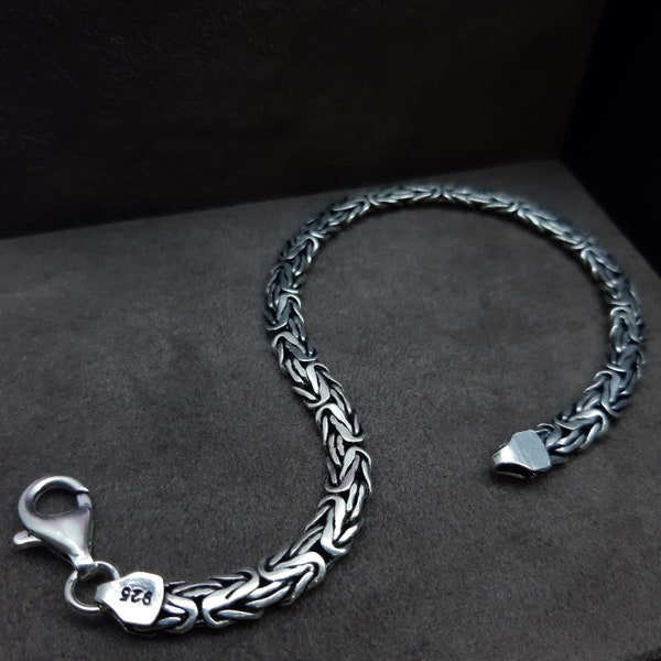 Byzantine Chain Bracelet Thickness 6 mm Flat Herringbone Model Women Men Unisex Filled Silver 925 Sterling