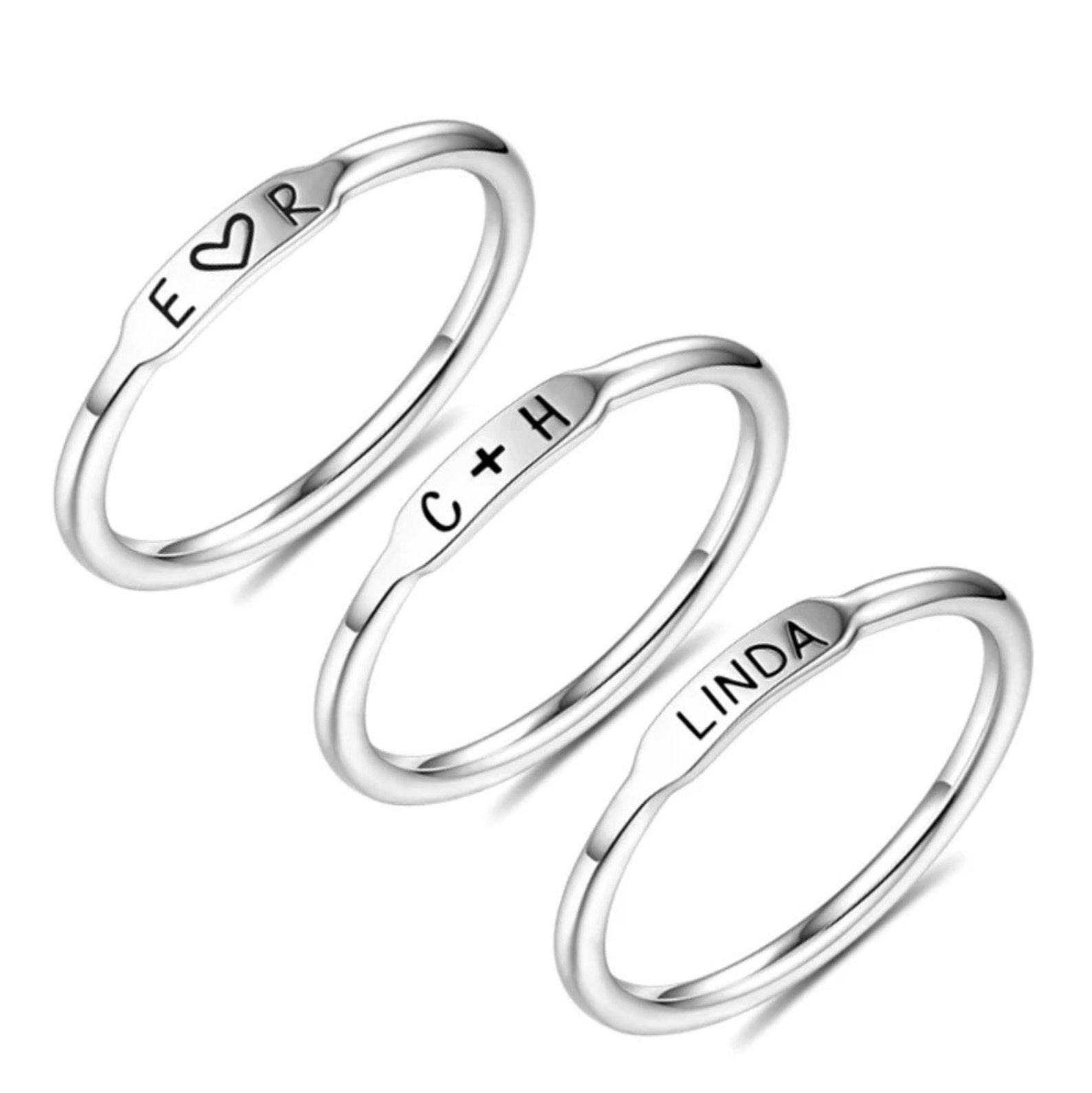 Stackable Name Ring Elegant Name Ring Personalized Ring With Etsy