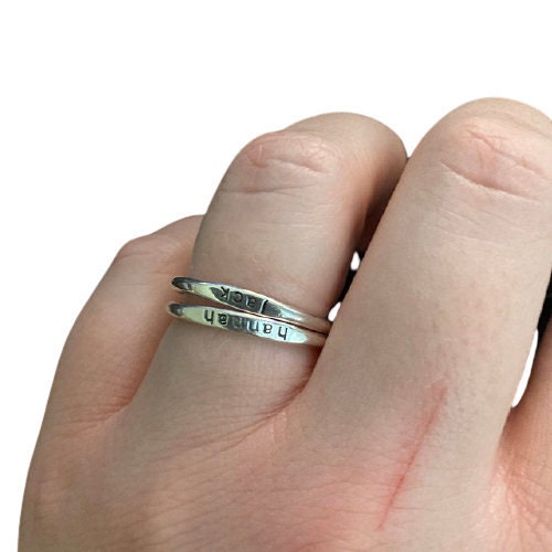 Stackable Name Ring Elegant Name Ring Personalized Ring With Etsy