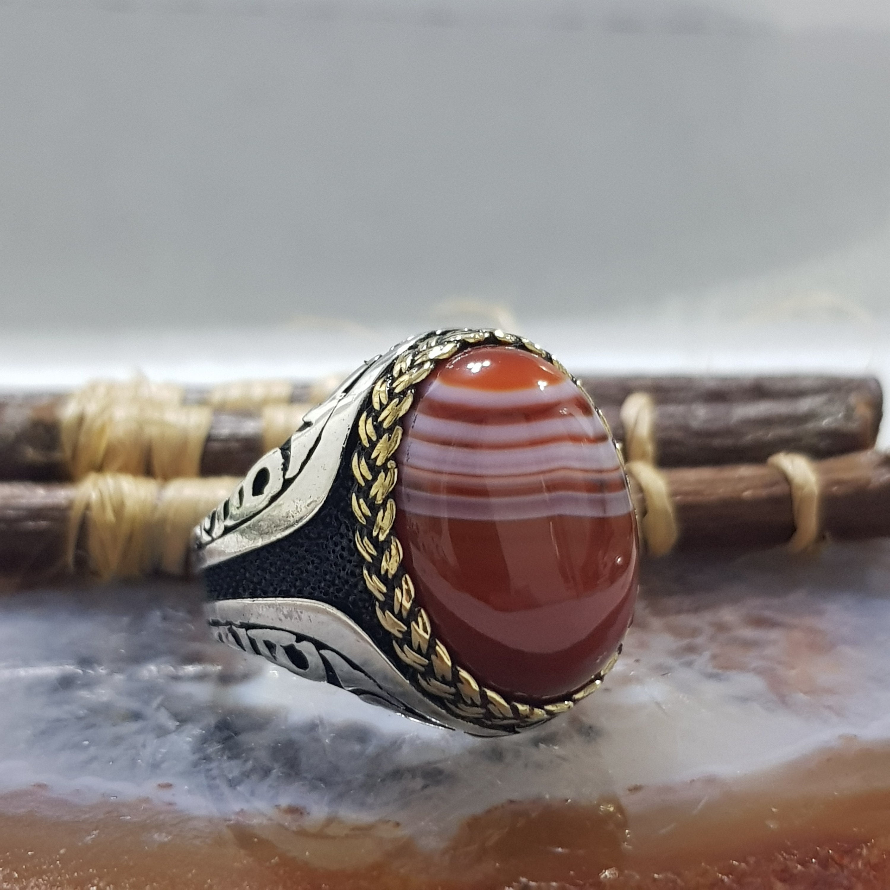 Buy Man Handmade Ring , Round Green Agate Stone Ring, Turkish Handmade Ring  , Ottoman Style Ring , 925k Sterling Silver Ring ,gift for Him Online in  India - Etsy