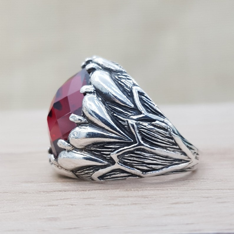Solid 925 Sterling Silver Cubic Zircon Stone CZ Men/'s Ring Gift for Him Free Shipping Vintage Style Ring Turkish Handmade Ring
