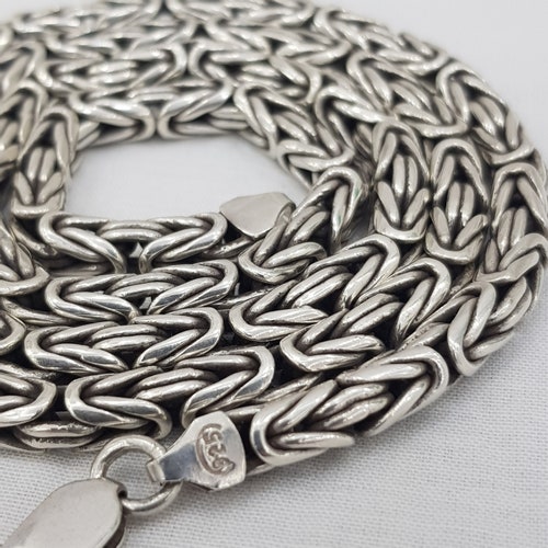thumbnail image 2 of Bestgoldshop Sterling Silver Double Row Byzantine Chain Necklace – Toggle Clasp, Multiple Lengths Available 2 of 5
