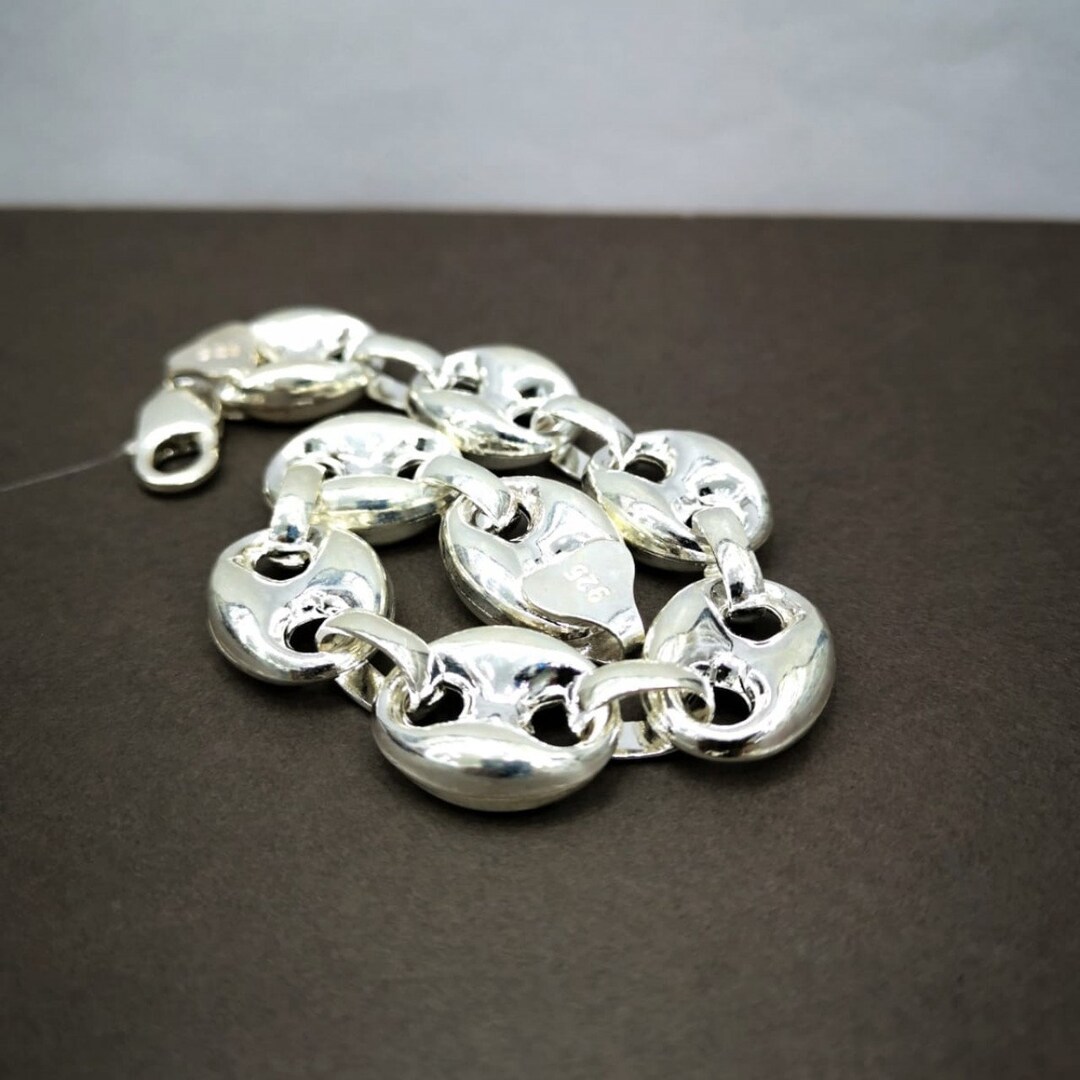 Sterling Silver Mariner Link Chain Bracelet 9 Inches Etsy