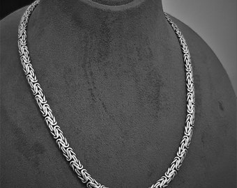 Byzantine Viking Sterling Silver 925   Bali Byzantine Necklace - Men Ladies -Width 7 mm Length 16 '' To 30 Inch You Chose Please