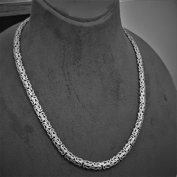 Byzantine Viking Sterling Silver 925   Bali Byzantine Necklace - Men Ladies -Width 7 mm Length 16 '' To 30 Inch You Chose Please