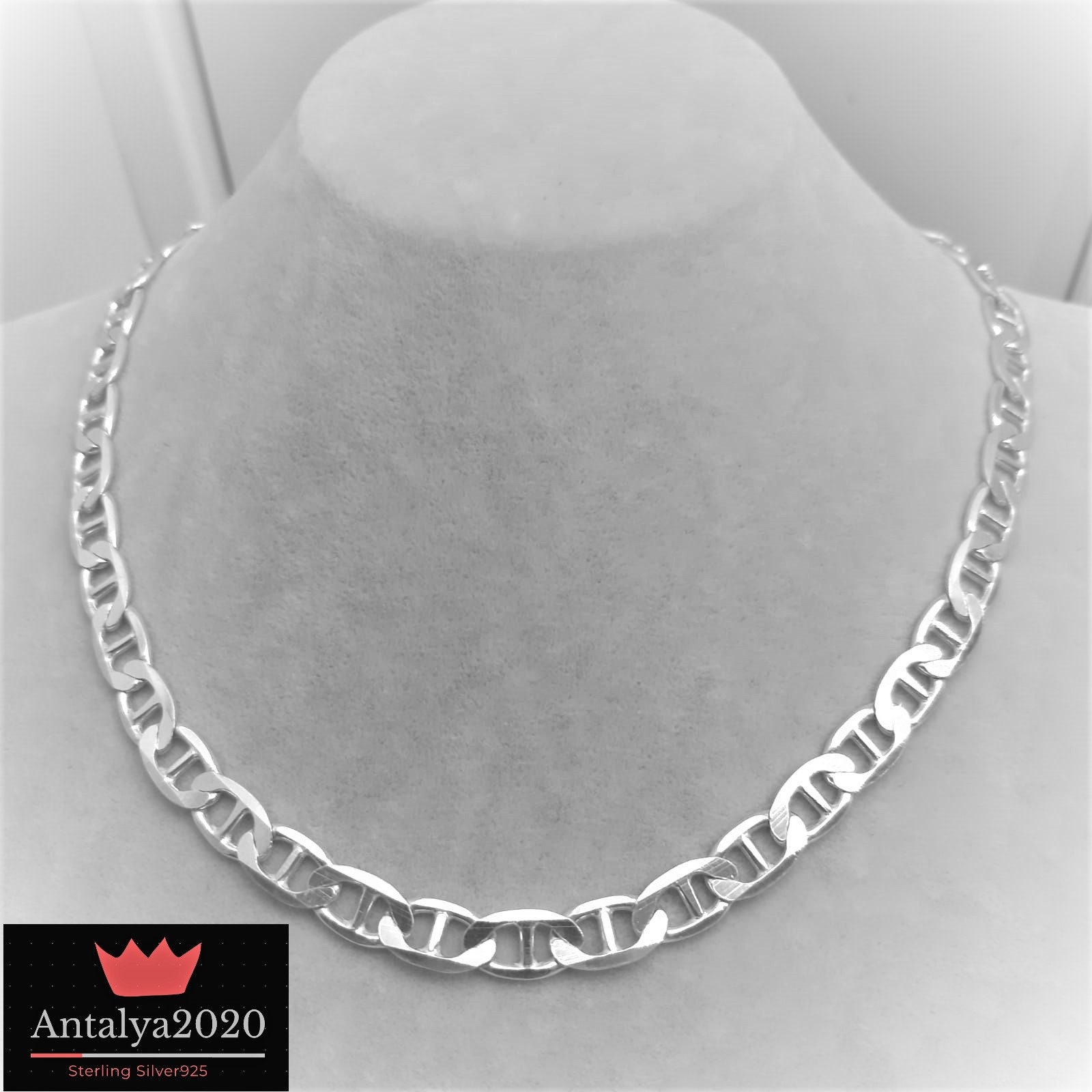 Men's Marine Chain Necklace Thick 7 MM 925 Sterling Silver Etsy
