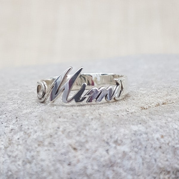 Sterling Silver Name Ring, Stackable Name Rings, Initial Rings, Personalised Name Ring, Jewelry,Name Jewelry, Any Name,Valentine's Day Gifts