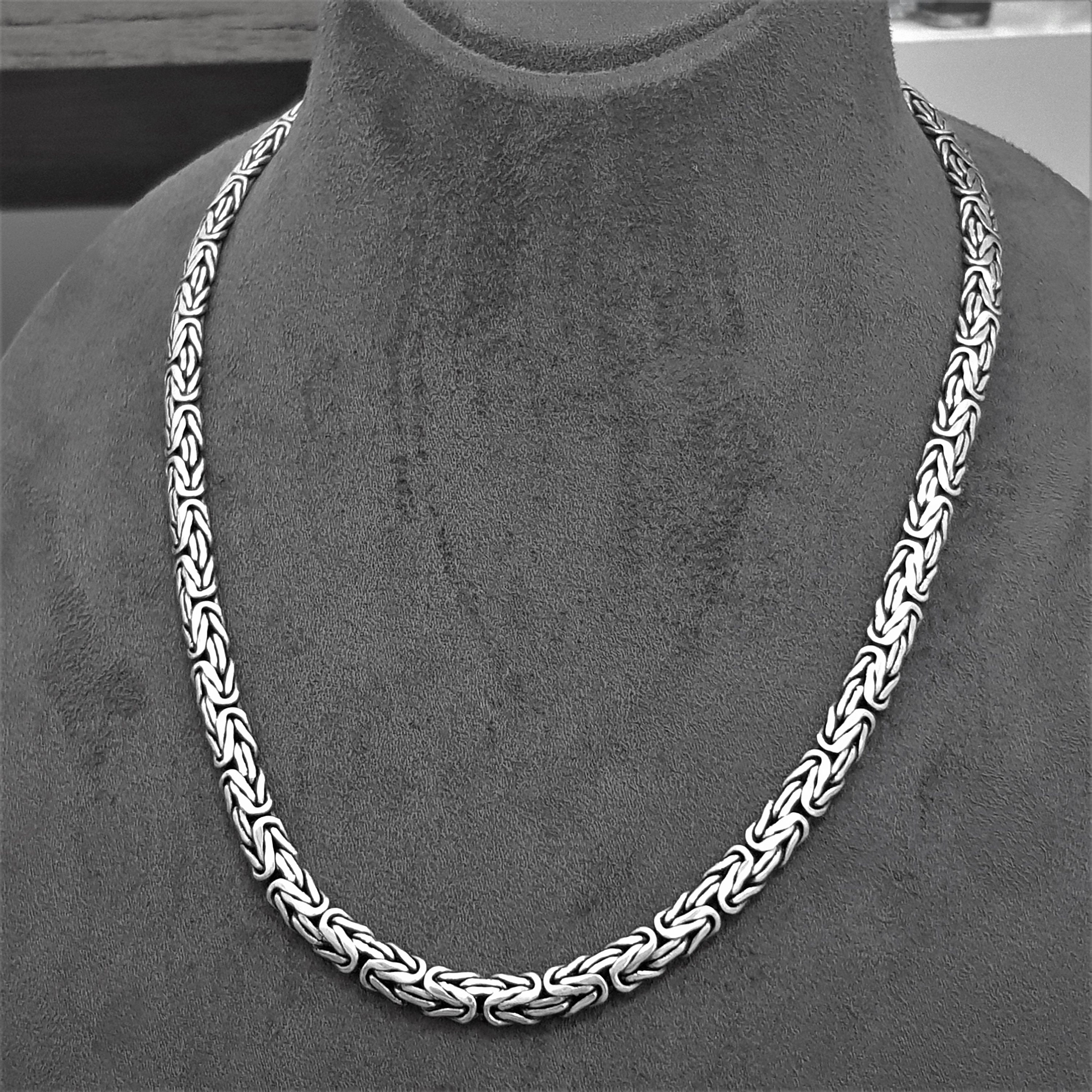 16.75-Inch Handcrafted 925 Sterling Silver 7mm Byzantine Necklace