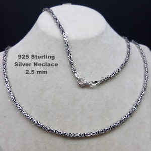 Mens King Chain Necklace 925 Sterling Silver Man, Womens Silver Chain,2.5 MM Lenght .16'' To 26''inches,Handmade Bali Byzantine Chain Chain